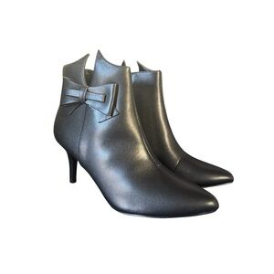 H&M Dark Grey Bow Pointed High Heeled Booties Boots